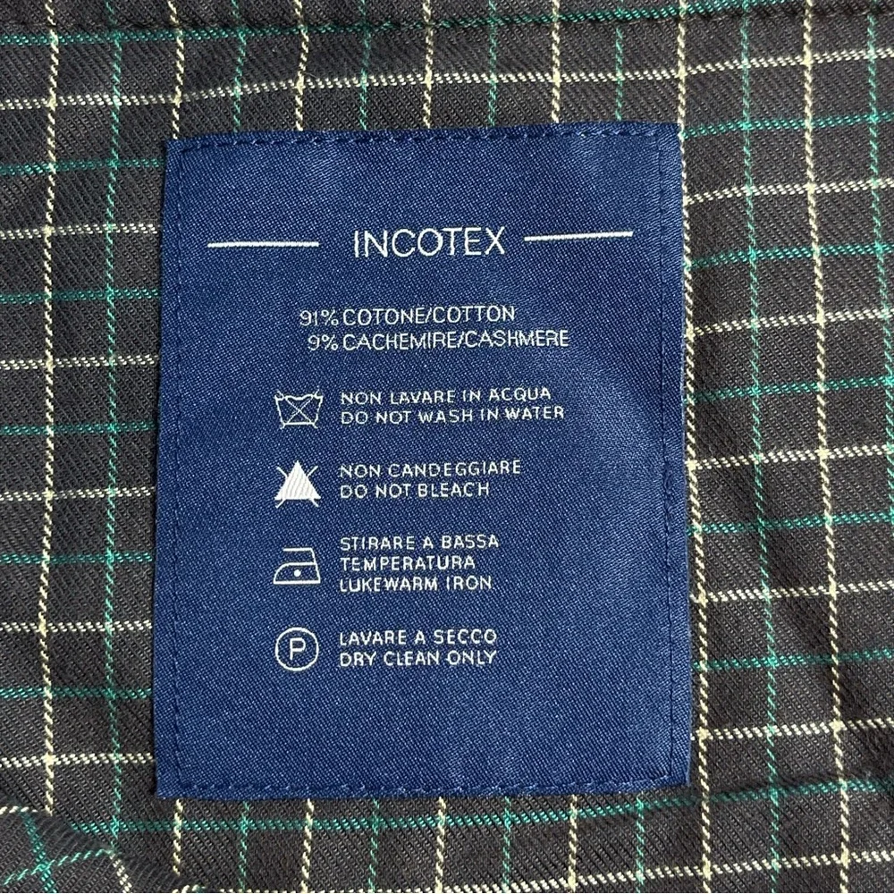 INCOTEX Men's Tan Corduroy Pants Cotton Cashmere Cuff Hem Flat Front Size 38